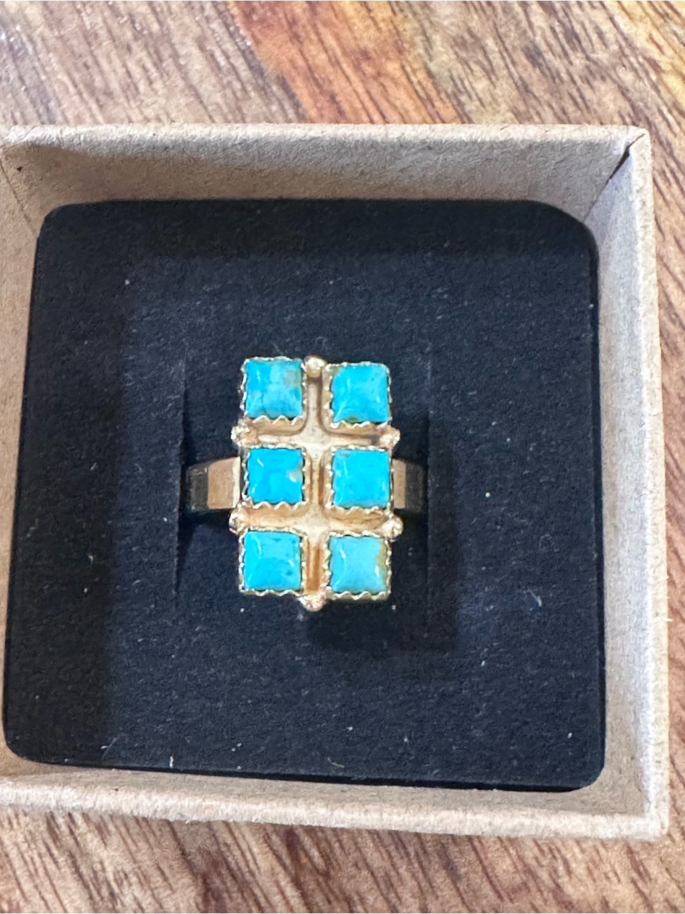 Kingman Turquoise 14K Gold Played Ring